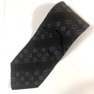Vintage Bugatchi Uomo 100% Silk Made In Italy Charcoal Gray Geometric Neck Tie